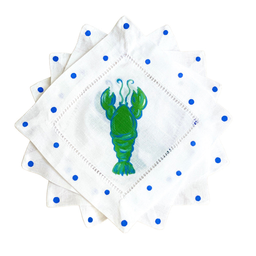 Green Lobster Linen Cocktail Napkins