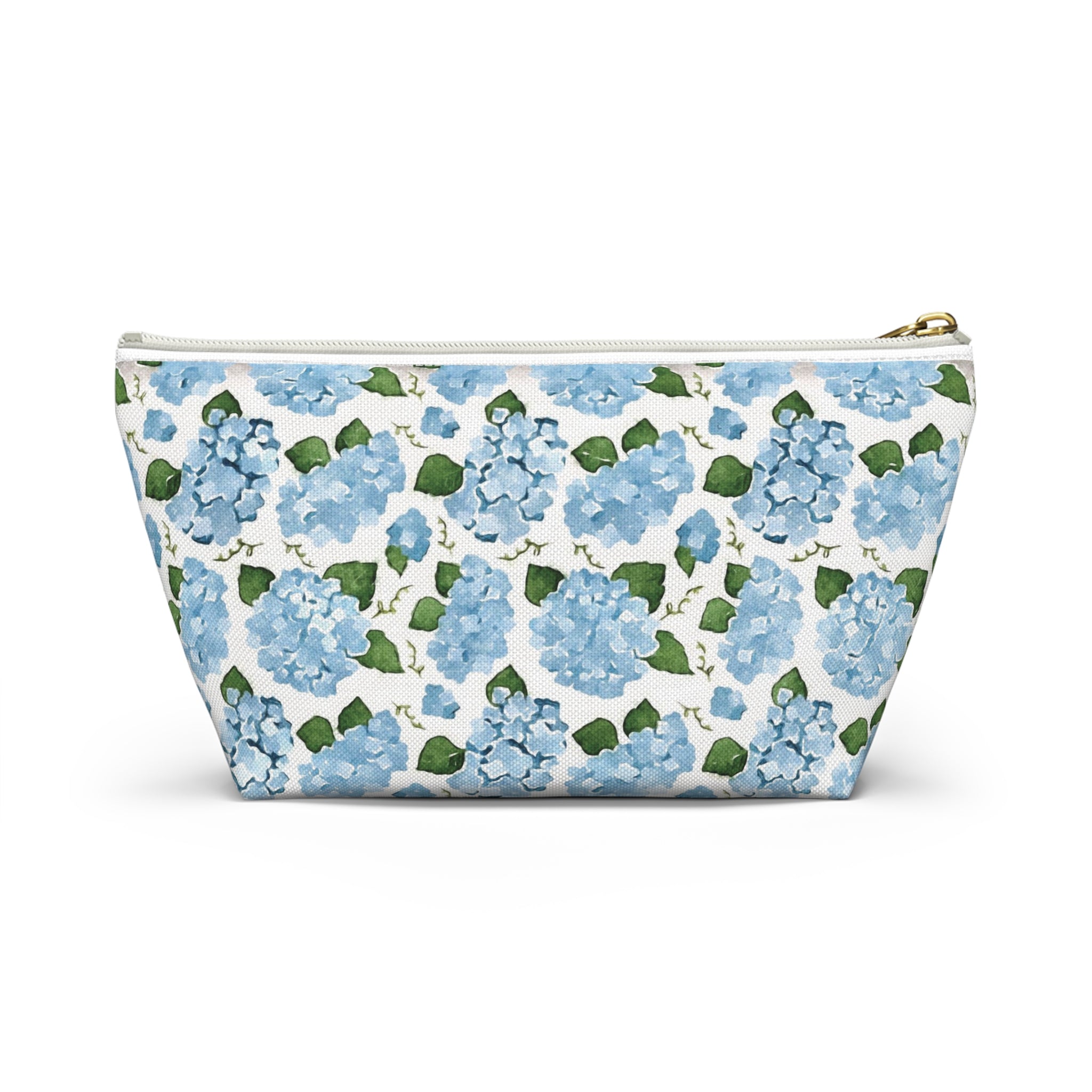 Floral Accessory Pouch, Makeup Bag, Travel Organizer, Gift for Her, Blue Hydrangea Design