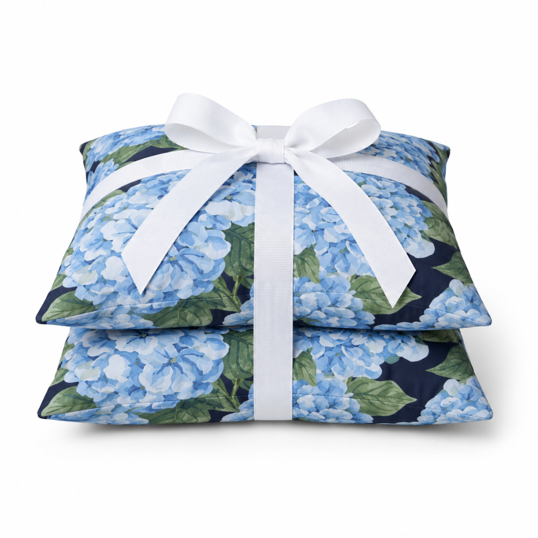 Hydrangea Bloom Patio Pillows | Midnight