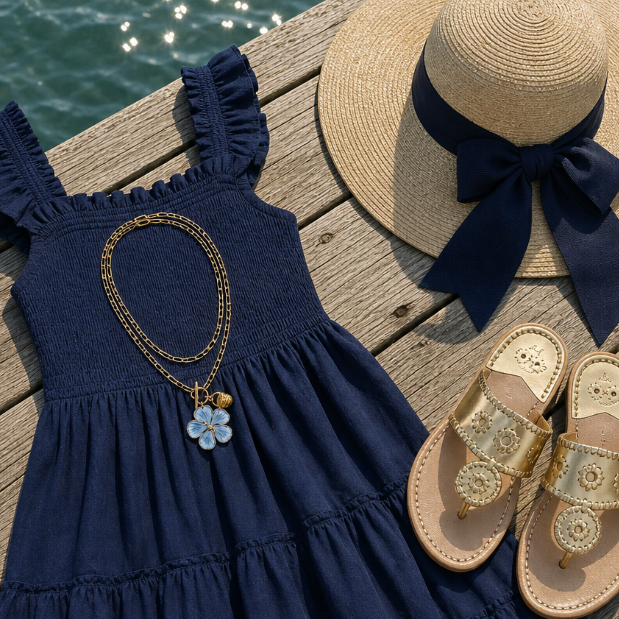 Signature Coastal Bloom Necklace - Hydrangea Blue