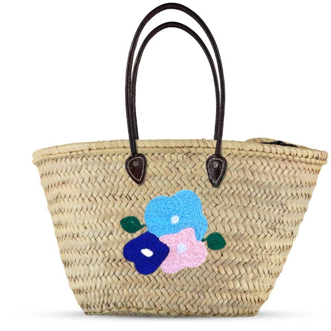 Hydrangea Straw Market Tote