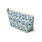 Floral Accessory Pouch, Makeup Bag, Travel Organizer, Gift for Her, Blue Hydrangea Design