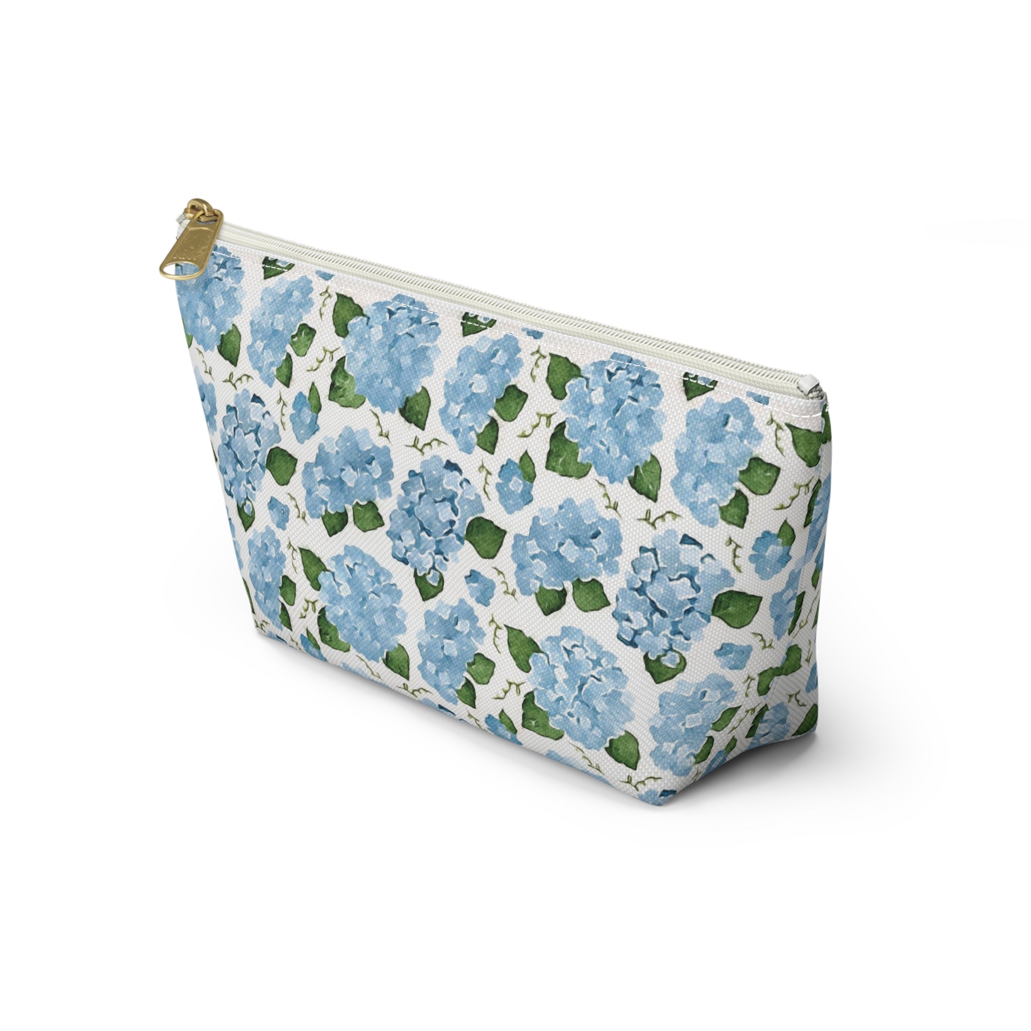 Floral Accessory Pouch, Makeup Bag, Travel Organizer, Gift for Her, Blue Hydrangea Design