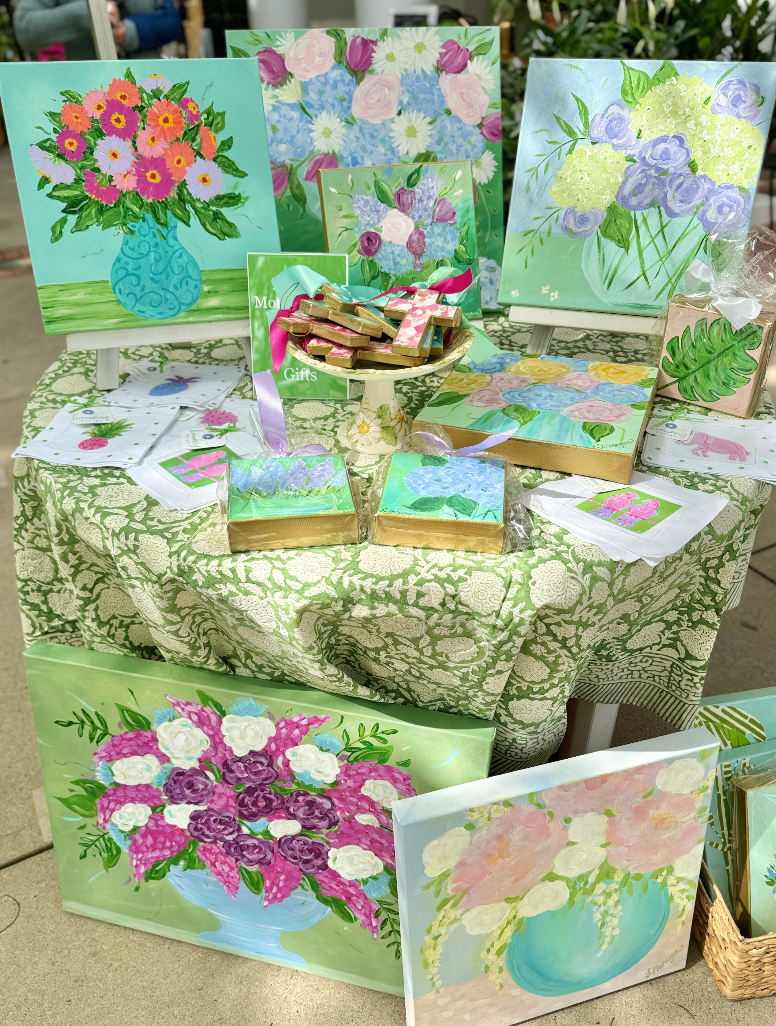 Spring Blooms Hydrangeas and Tulips Floral Art