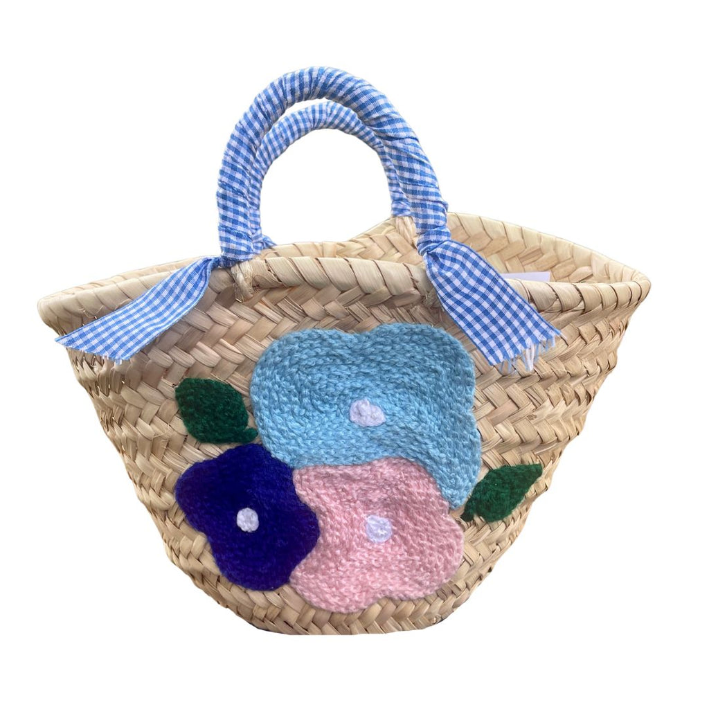 Mini Hydrangea Straw Market Tote