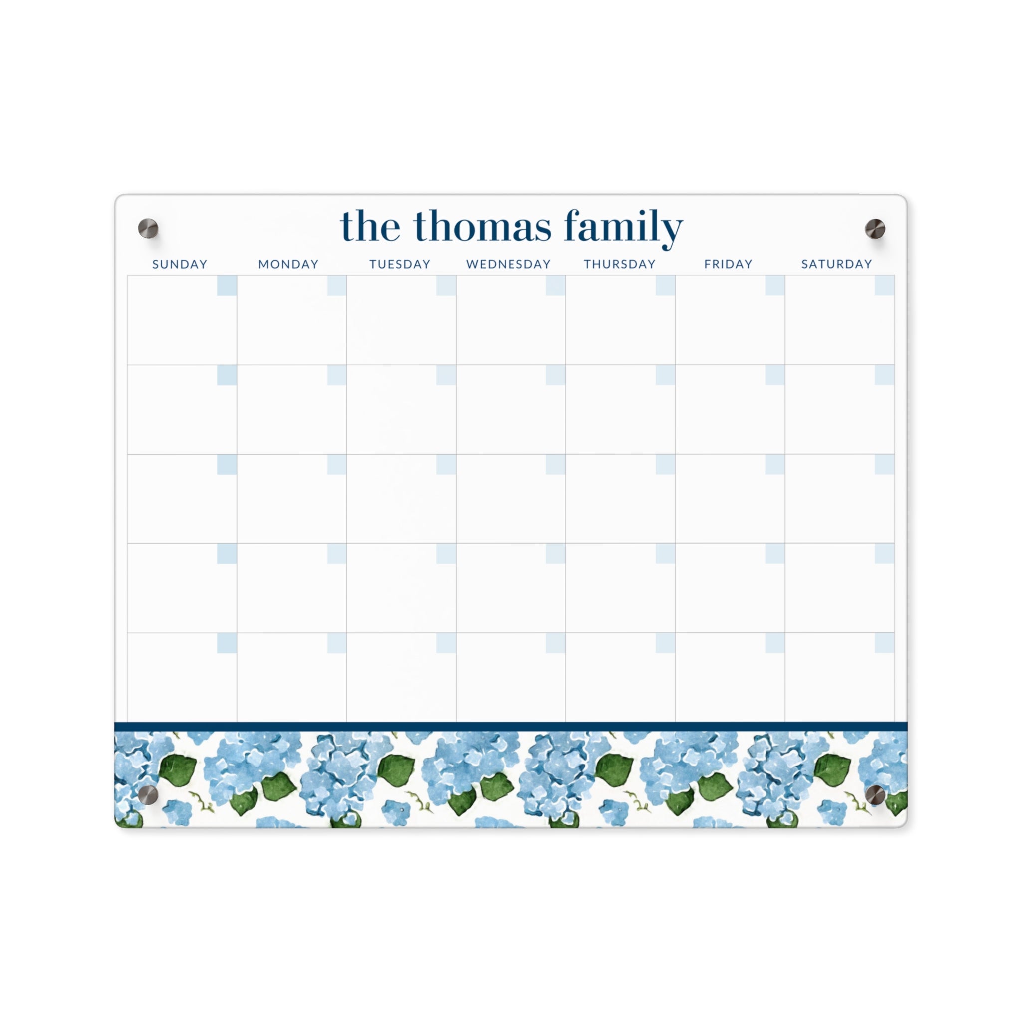 Personalized Acrylic Wall Calendar | Hydrangea