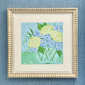 White Hydrangeas on Green Table Art Print