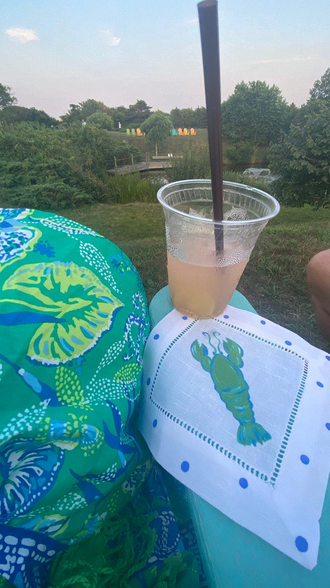 Green Lobster Linen Cocktail Napkins