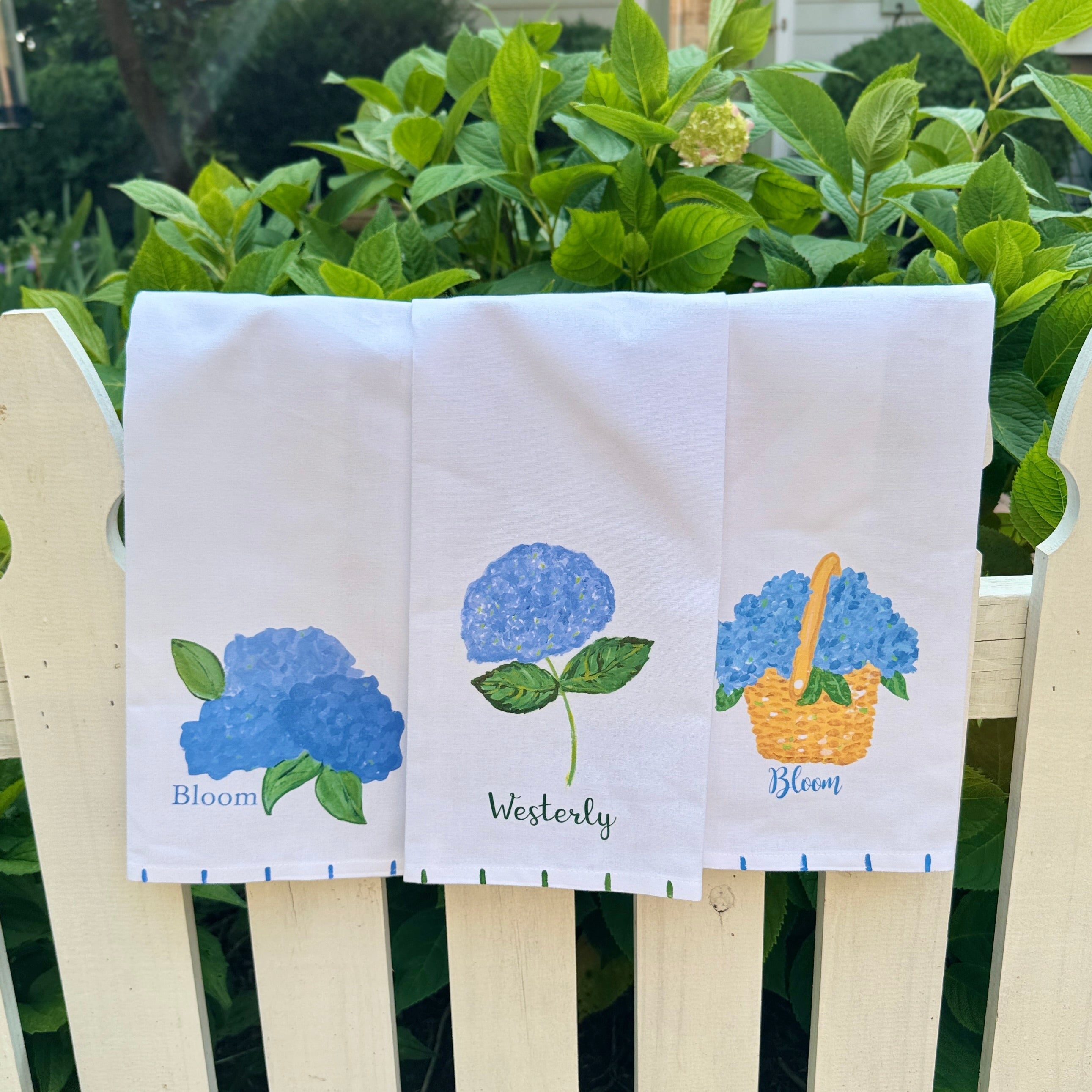 Blue Hydrangea Blossoms Tea Towel