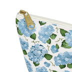 Floral Accessory Pouch, Makeup Bag, Travel Organizer, Gift for Her, Blue Hydrangea Design