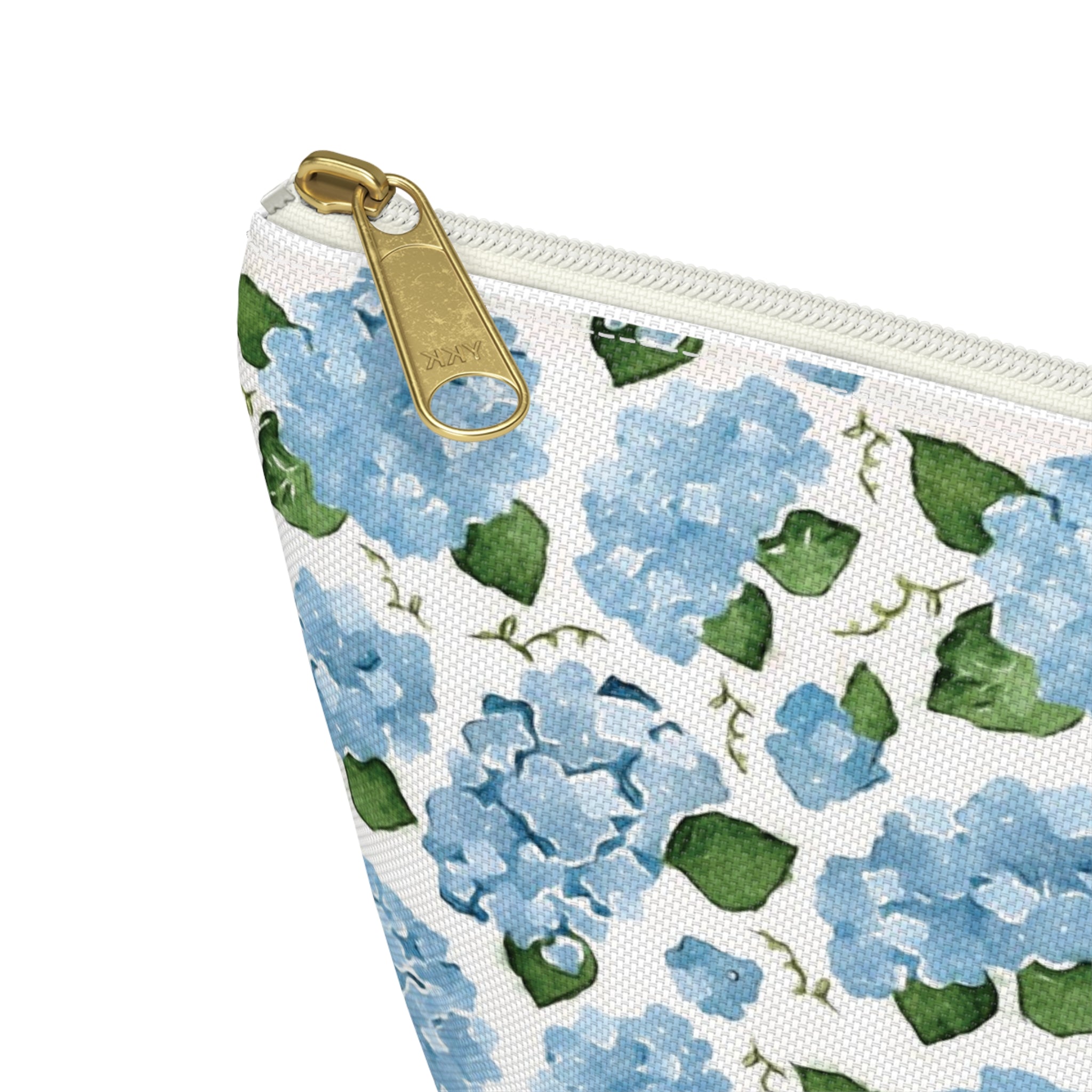 Floral Accessory Pouch, Makeup Bag, Travel Organizer, Gift for Her, Blue Hydrangea Design