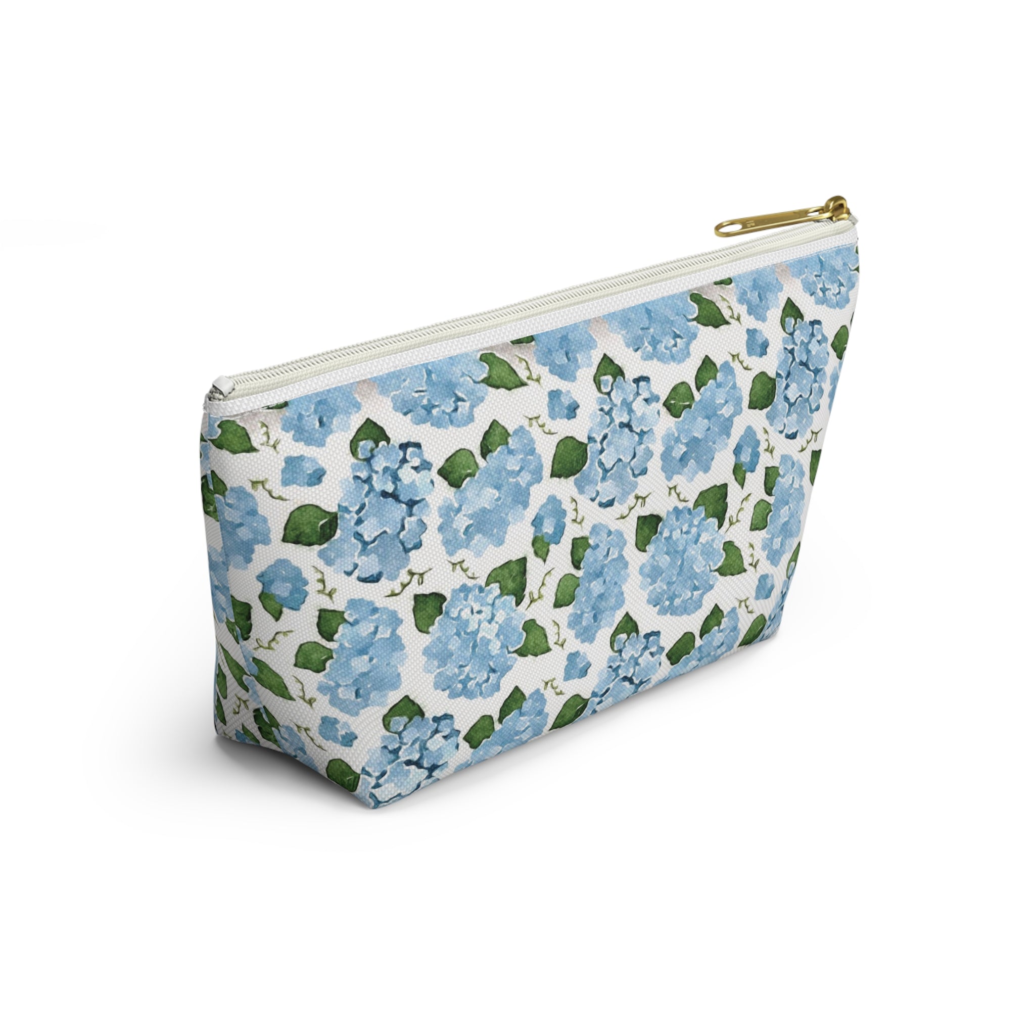 Floral Accessory Pouch, Makeup Bag, Travel Organizer, Gift for Her, Blue Hydrangea Design