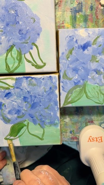 Hydrangeas Turquoise Vase Mini Art
