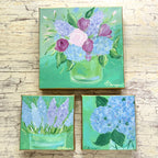 Hydrangeas on Green Mini Art Painting