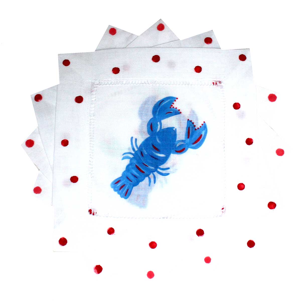 Blue Lobster Linen Cocktail Napkins