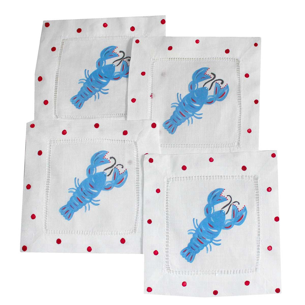 Blue Lobster Linen Cocktail Napkins