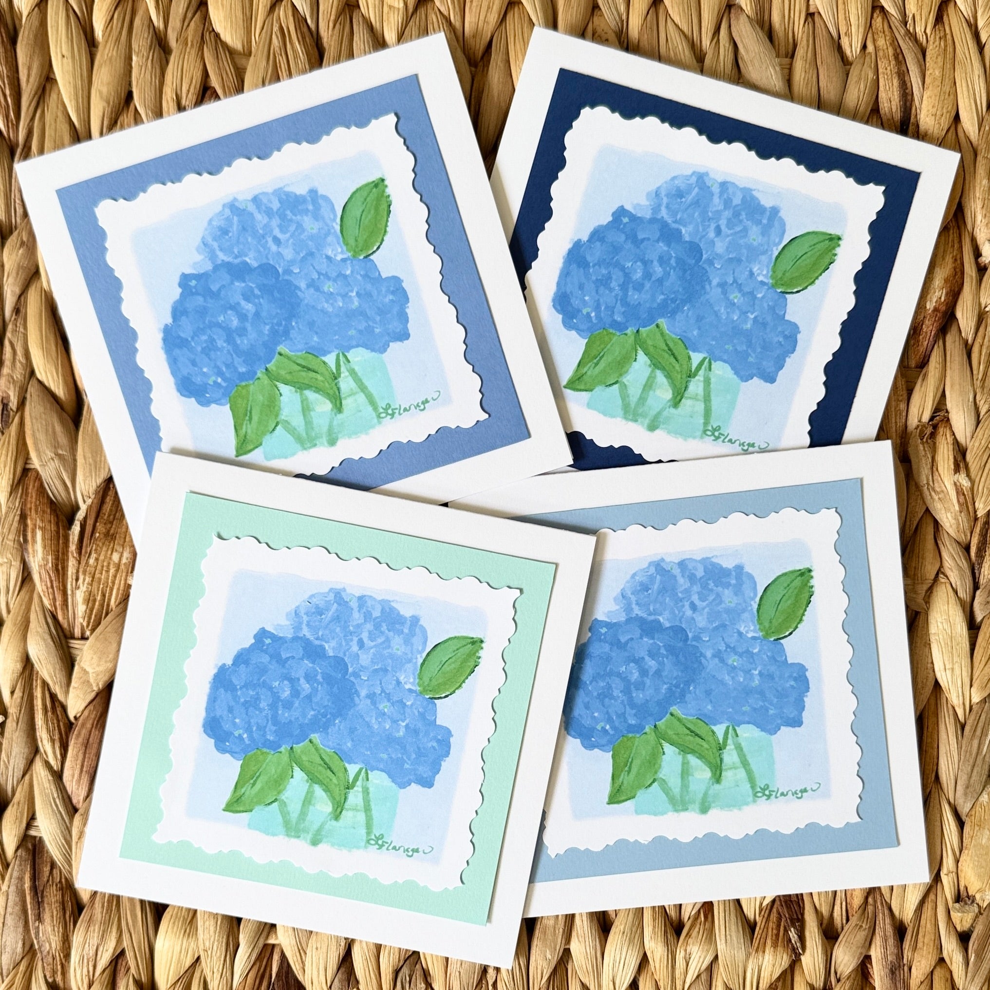 Hydrangeas Hand Cut Notecard Set