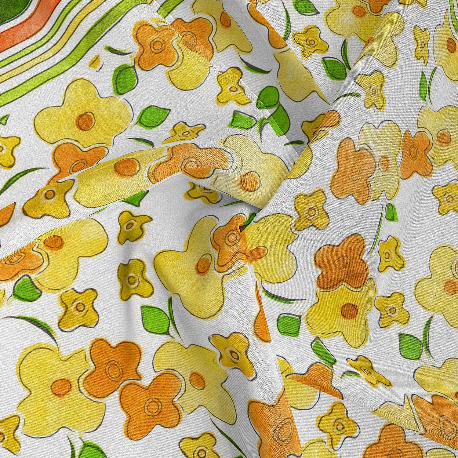 Nantucket Daffy Bloom Silk Chiffon Scarf
