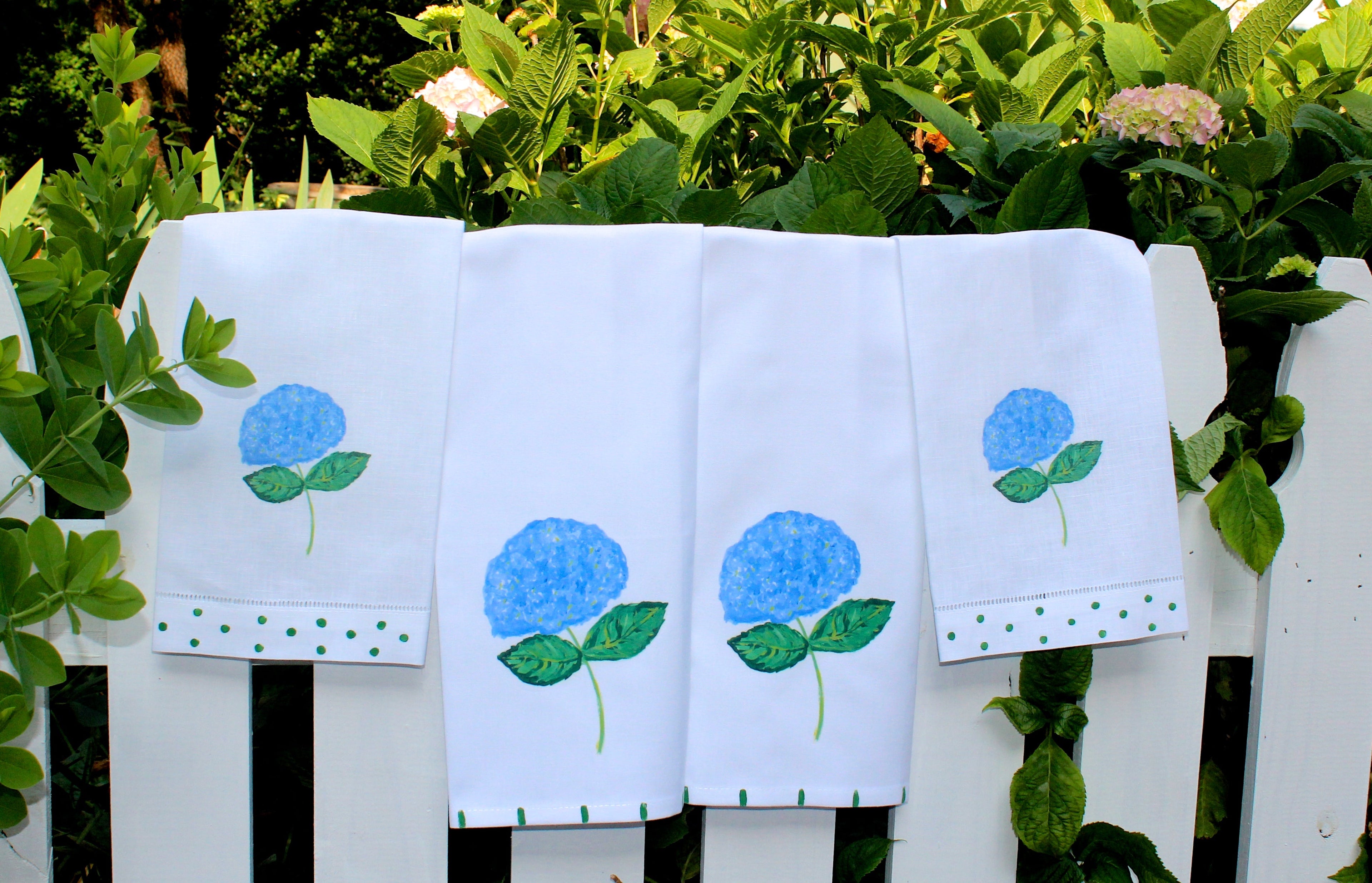 Blue Hydrangea Linen Guest Towel