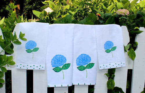 Blue Hydrangea Linen Guest Towel