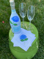 Blue Hydrangea Linen Cocktail Napkins