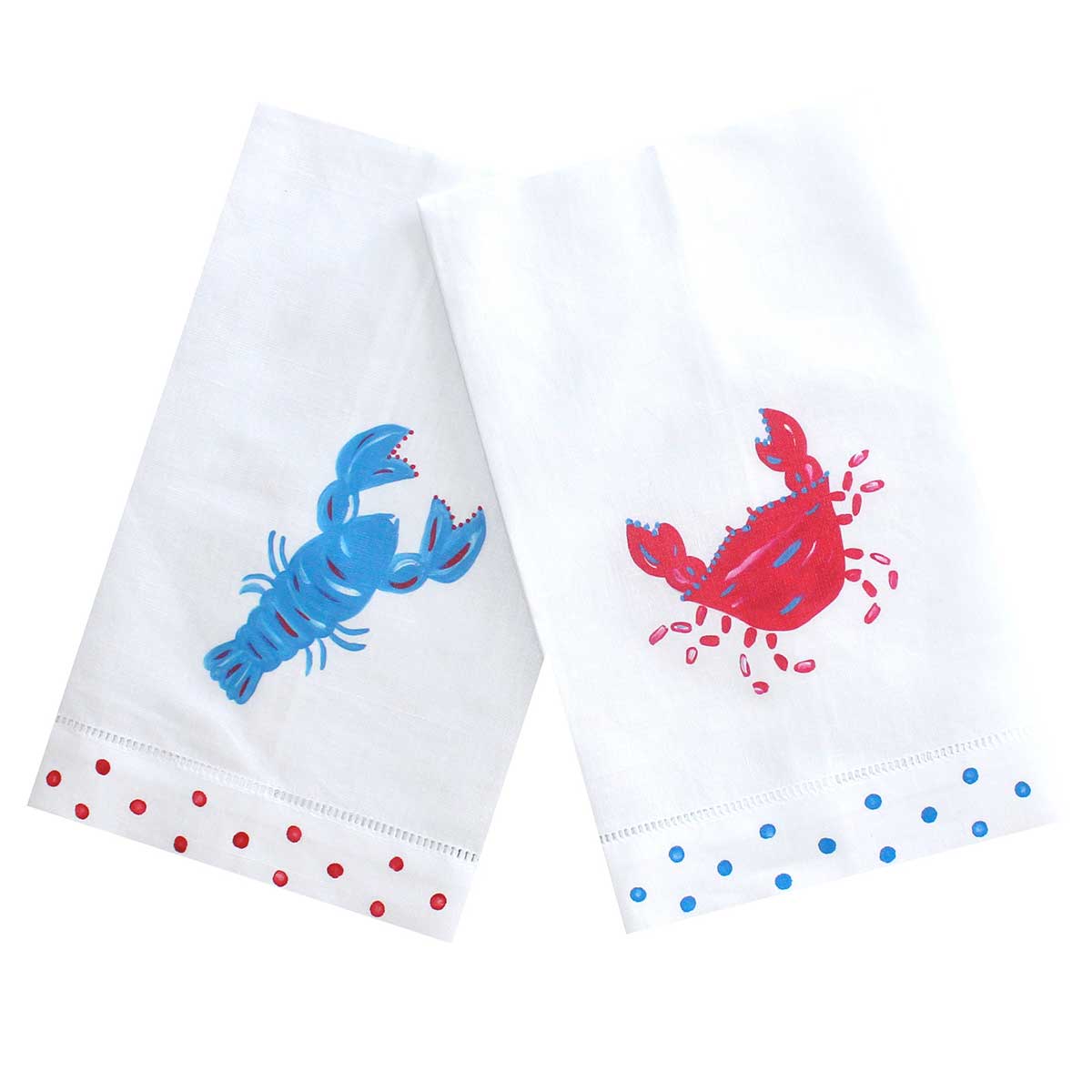 Nautical Lobster & Crab Linen Guest Towel