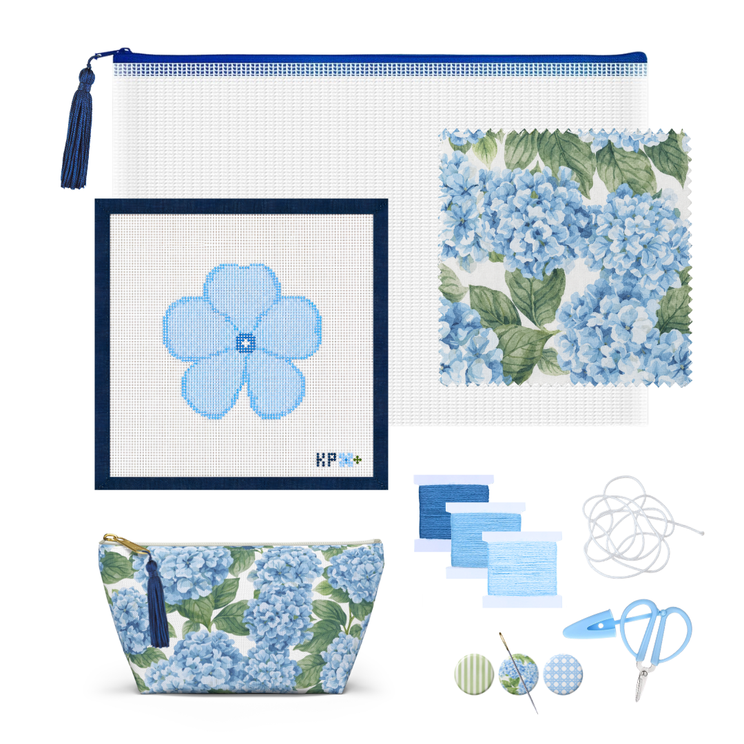 Blue Hydrangea Beginner Needlepoint Kit | Coastal Bloom Collection