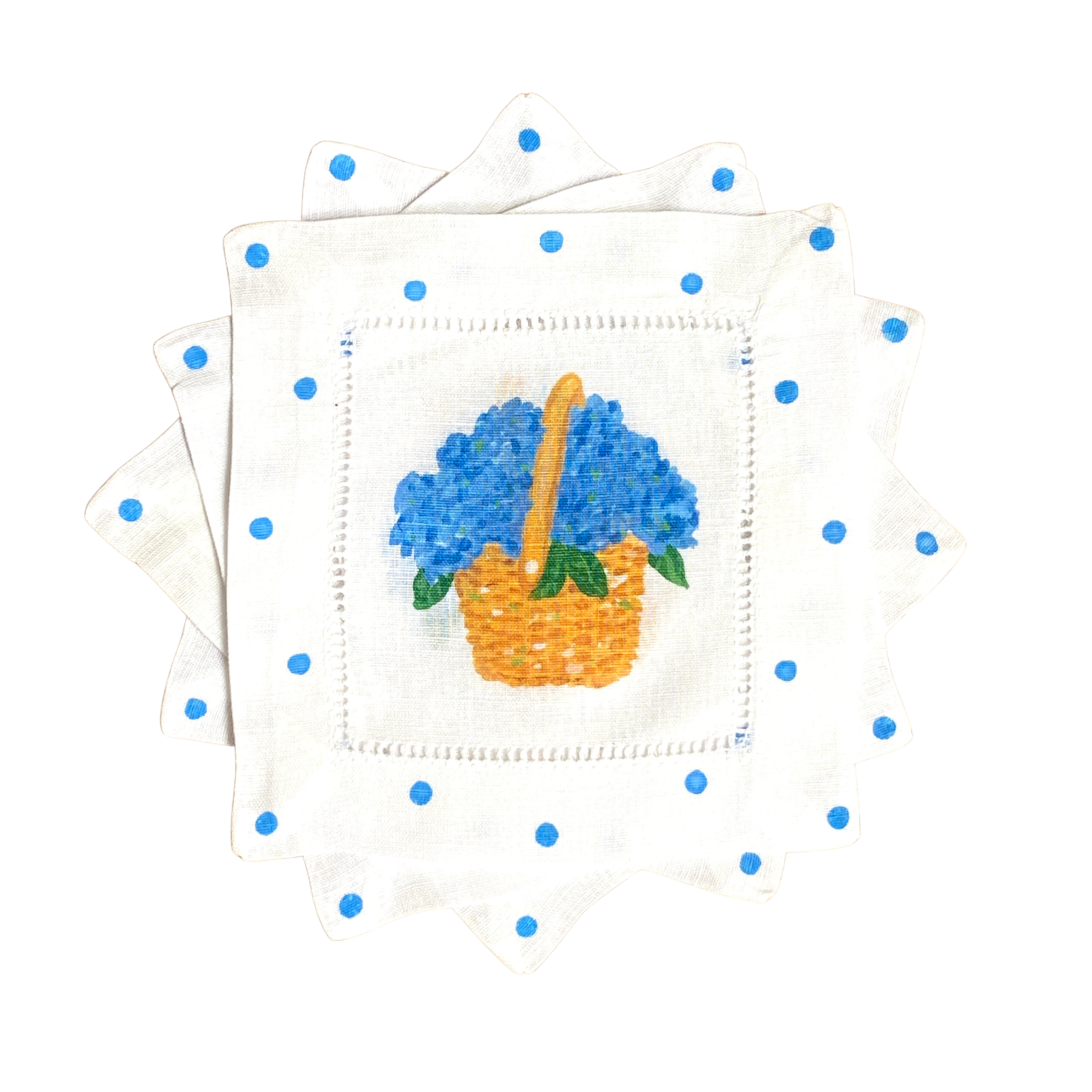 Nantucket Basket Hydrangea Linen Cocktail Napkins