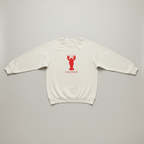 Lobster sweatshirt flat lay on neutral background
