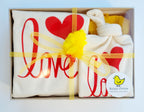 Organic cotton baby gift set - romper and beanie hat Love long sleeve - Simply Chickie