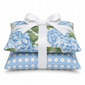 Hydrangea Bloom & Blue Trellis Patio Pillow Set