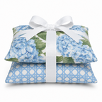 Hydrangea Bloom & Blue Trellis Patio Pillow Set