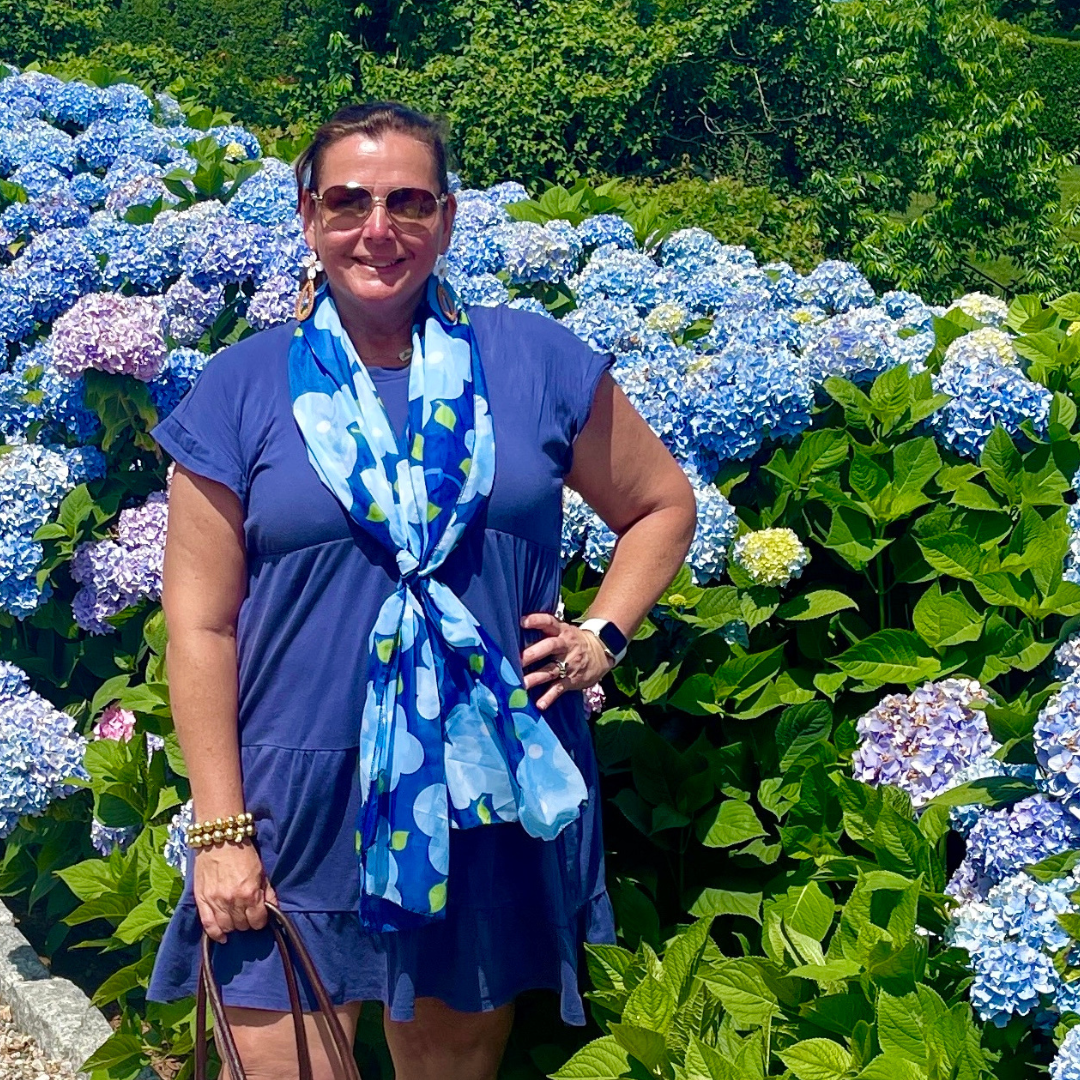Hydrangea Blue Chiffon Scarf