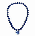 Beaded Monogram Necklace - Blue Gingham