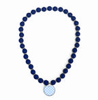 Beaded Monogram Necklace - Blue Gingham