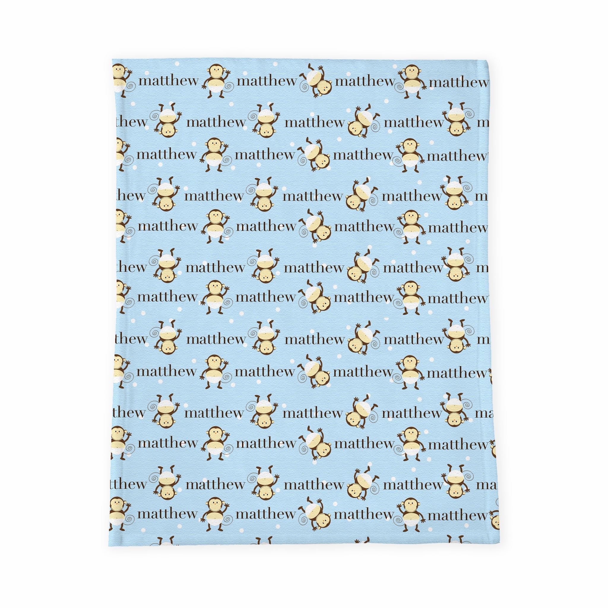 Personalized Baby Blanket | Monkey Moo Blue