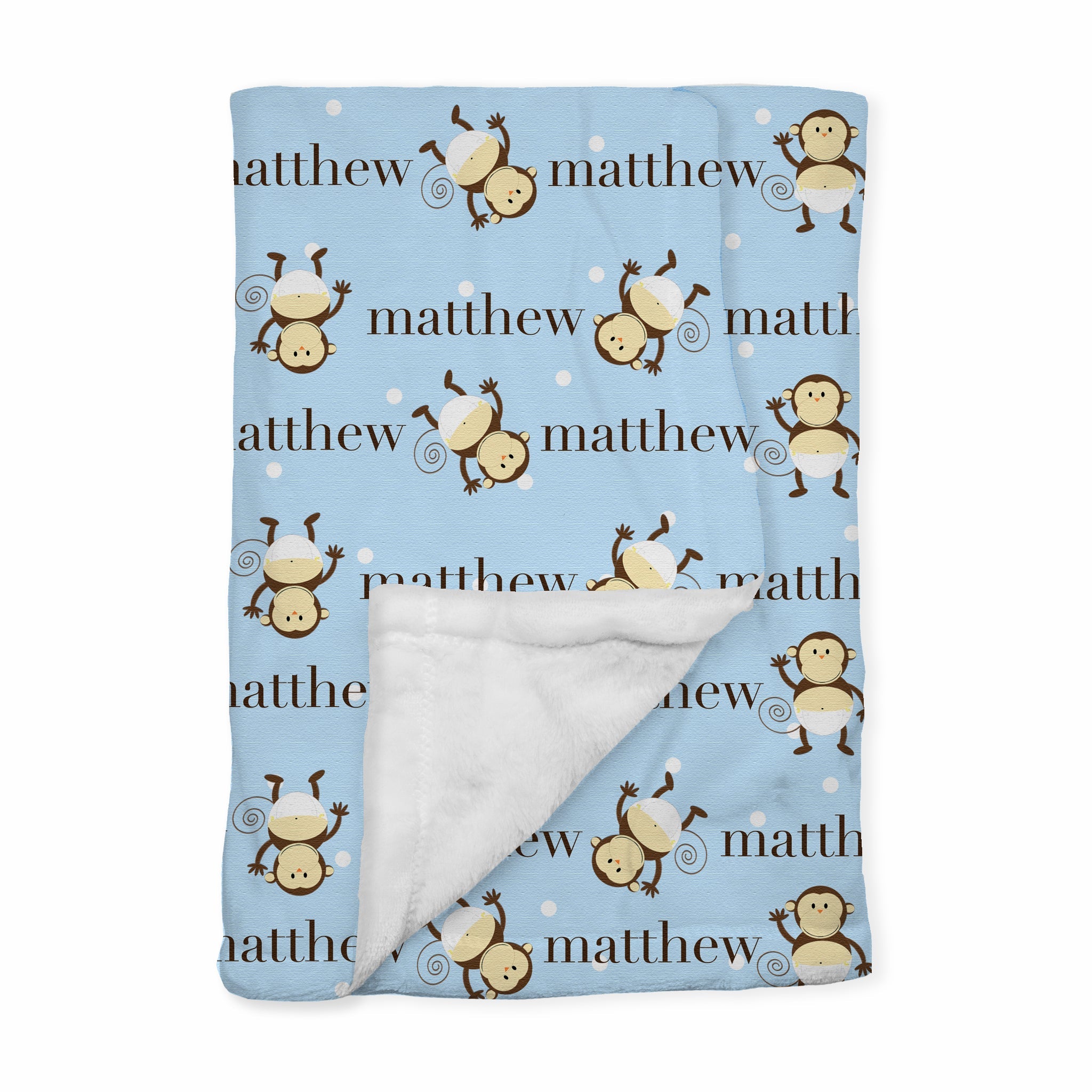 Personalized Baby Blanket | Monkey Moo Blue
